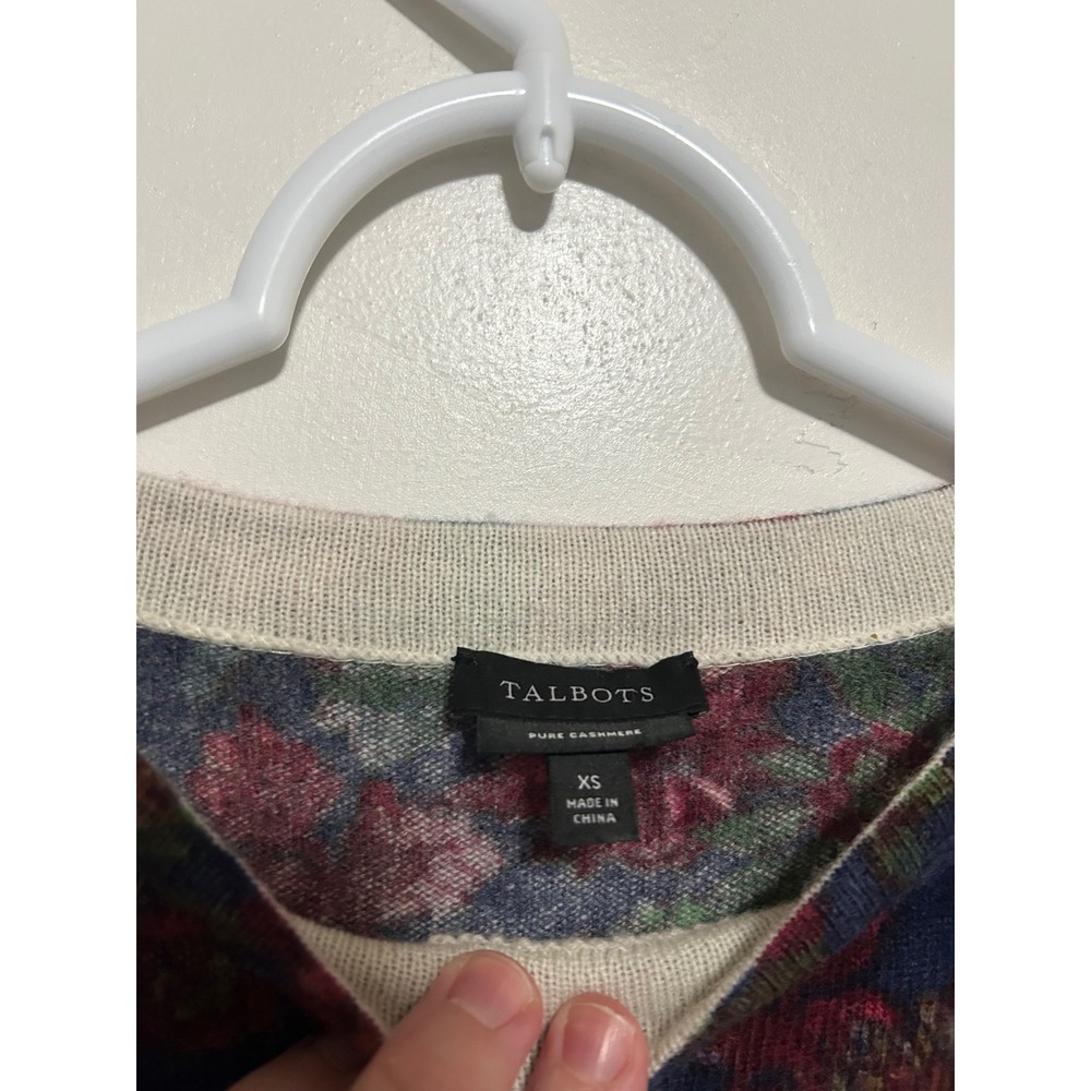 Talbots AUDREY CASHMERE SWEATER - Floral 100% Cashmere 3/4 - Picture 6 of 8